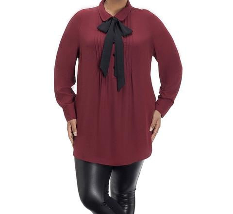 Burgundy Tie Neck Top